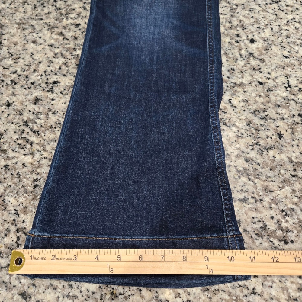 J. Jill Flare Jeans Women 12 Dark Blue High Rise Flare Patch Pocket Denim - Picture 7 of 12